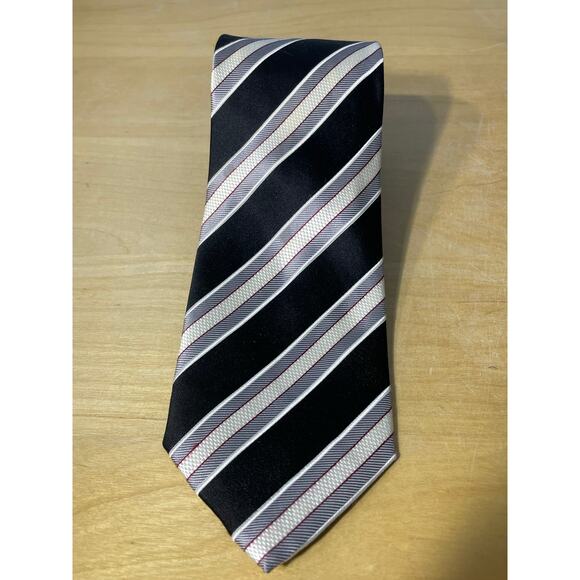 Donald Trump Signature Collection Silk Necktie Black Gray Red Pinstripe Repp Tie - Picture 2 of 6